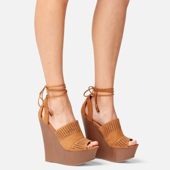 JustFab Shoes - JustFab Tie Wedge Sandal